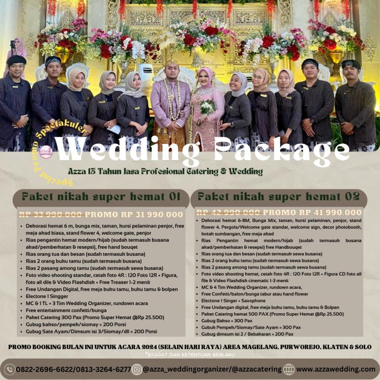 Paket Wedding All-in Superhemat 2024 Area Solo, Klaten, Magelang, Purworejo | Azza Wedding - Wedding Organizer & Paket Pernikahan Jogja